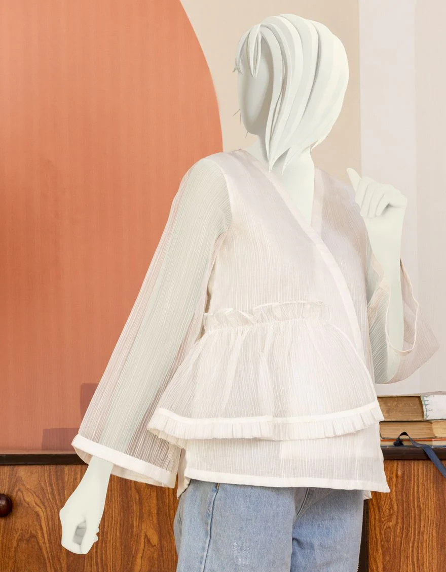 WHITE ORGANZA KURTI | JYGK-YGKL-S-US-135-22 FB/WHITE-478 - Image 3