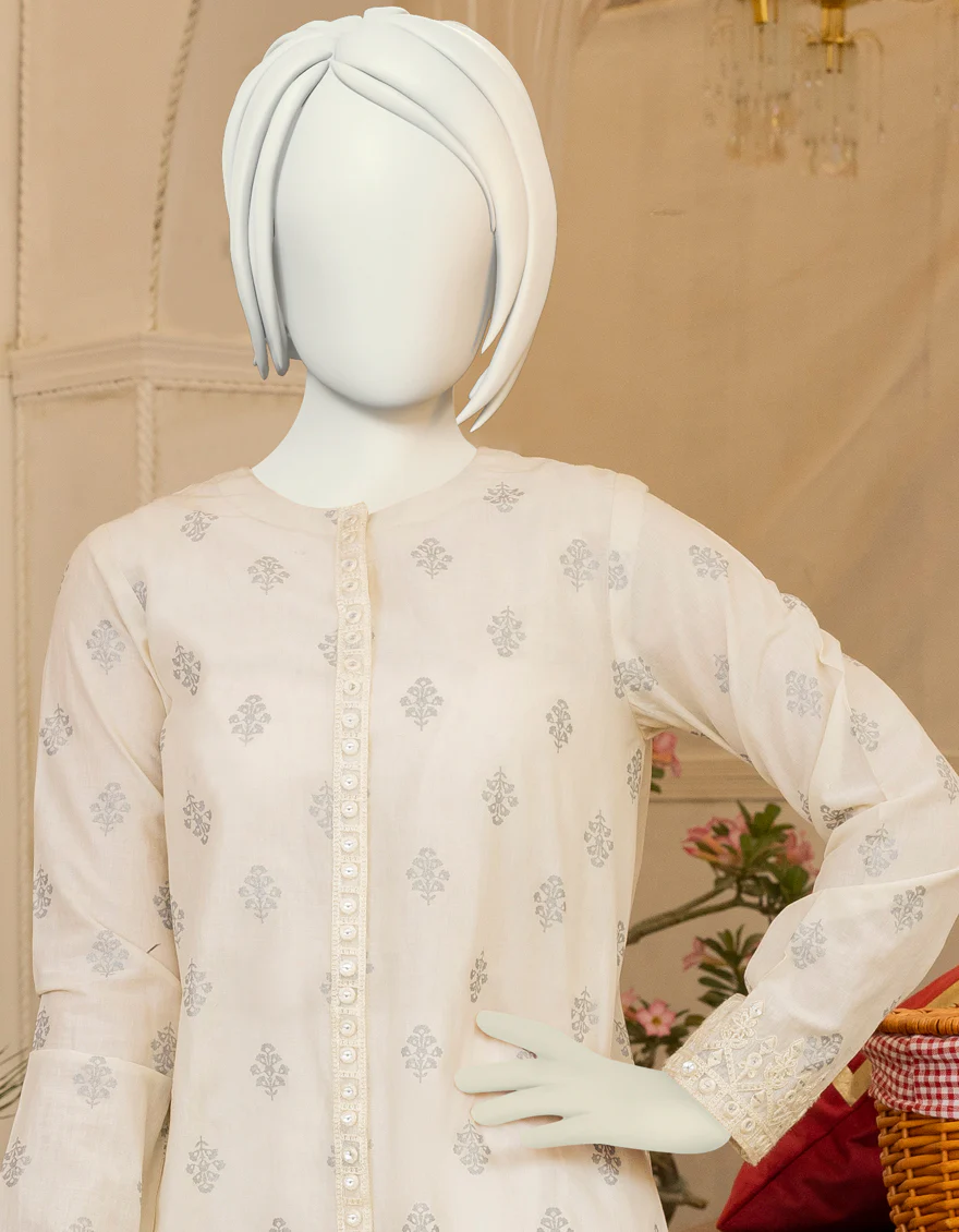 WHITE LAWN KURTI | JYGK-YGKL-S-US-142-22 FB/FREJA - Image 3