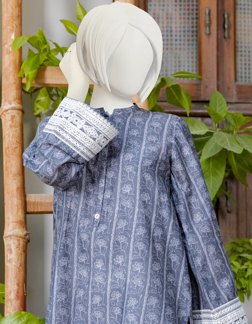 GREY LAWN KURTI | JYGK-YGKL-S-US-152-23 FB/ZALAKDOZI-1 - Image 2
