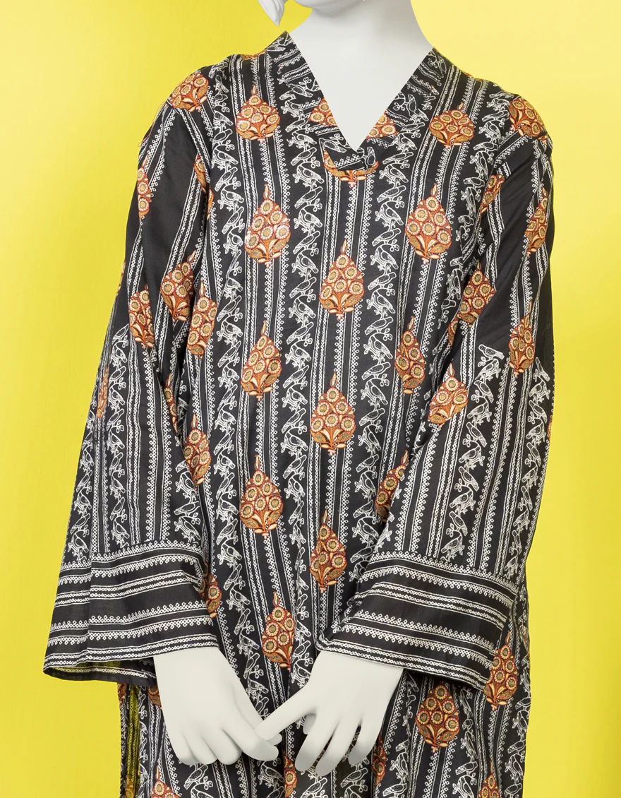 BLACK LAWN KURTI | JYGK-YGKL-S-US-158-22 FB/NEWAPAPER - Image 3
