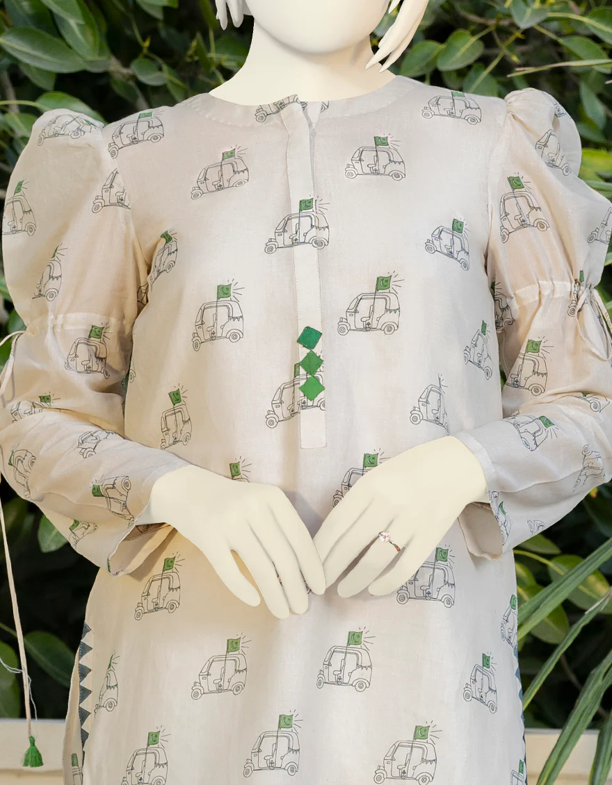 GREEN-WHITE KURTI | JYGK-YGKL-S-US-161-23 FB/AZAADI-02 - Image 3