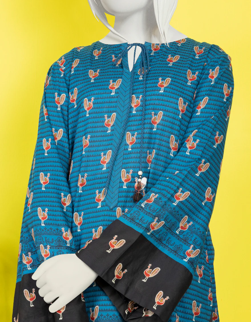 BLUE LAWN KURTI | JYGK-YGKL-S-US-162-22 FB/MOR-34 - Image 3