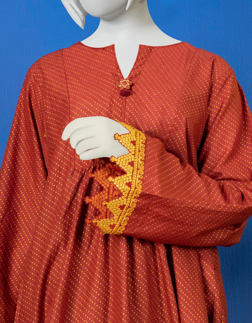 MAROON LAWN KURTI | JYGK-YGKL-S-US-167-22 FB/DIAGONAL - Image 3