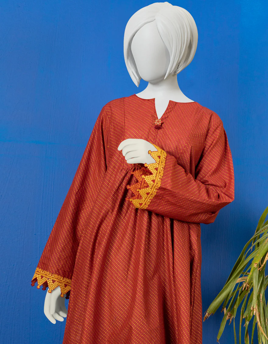 MAROON LAWN KURTI | JYGK-YGKL-S-US-167-22 FB/DIAGONAL - Image 4