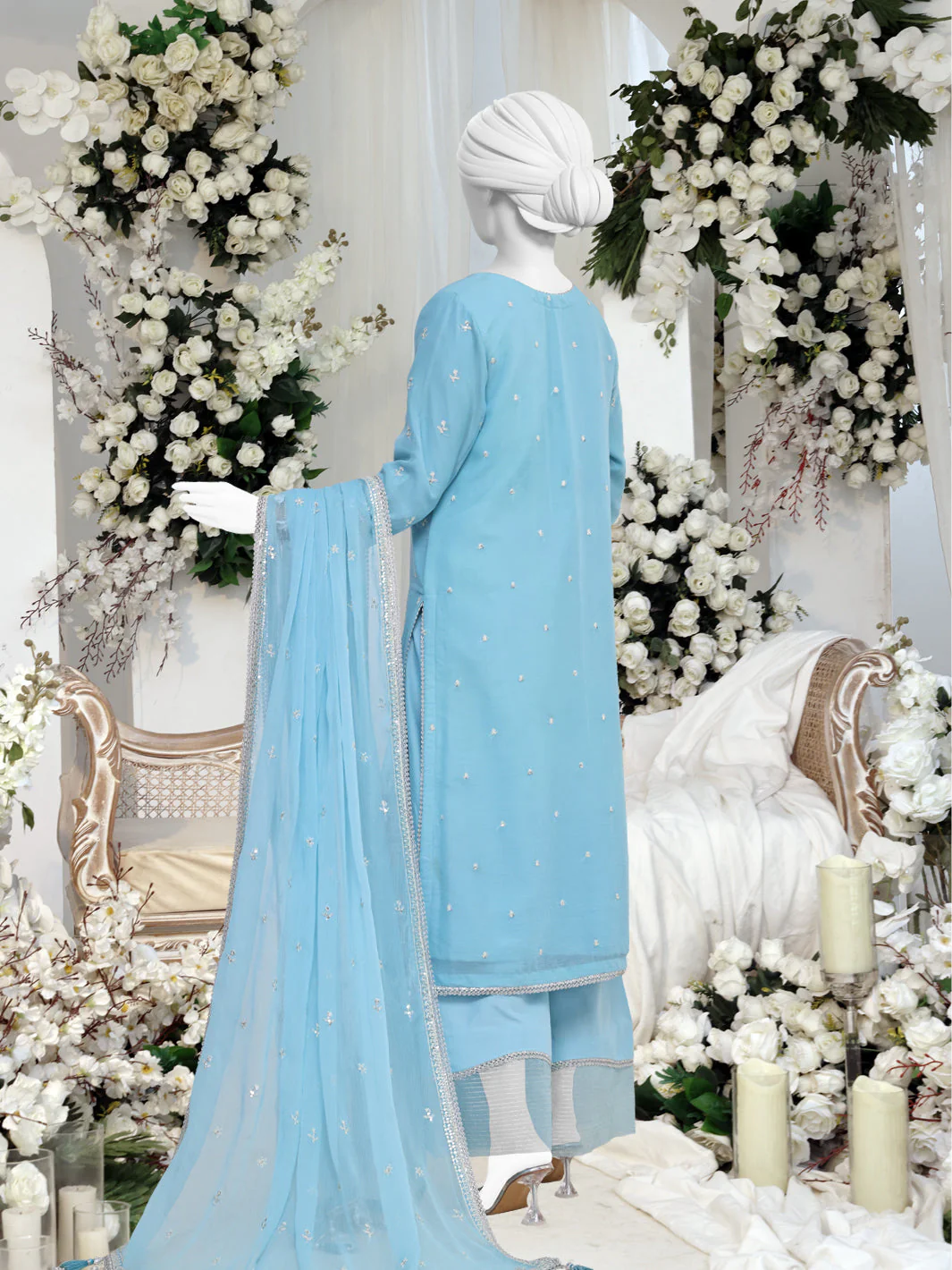 BLUE CHIFFON 3PC STITCHED | PFS-24-8505/S IRIS - Image 2