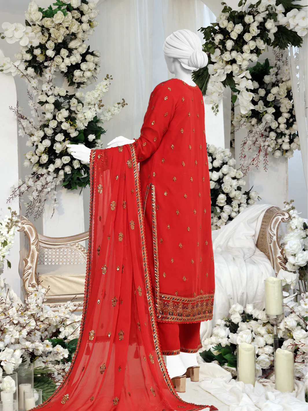 ORANGE CHIFFON 3PC STITCHED | PFS-24-8506/S PEONIA - Image 2