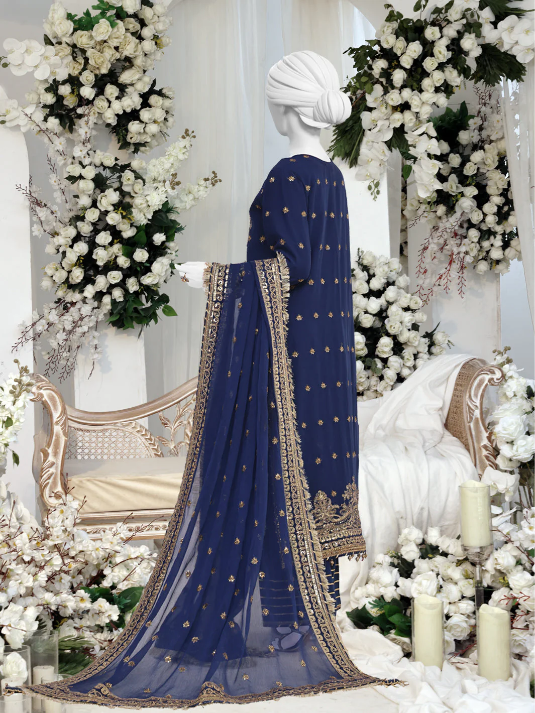 BLUE CHIFFON 3PC STITCHED | PFS-24-8508/S BLUE BELL - Image 2