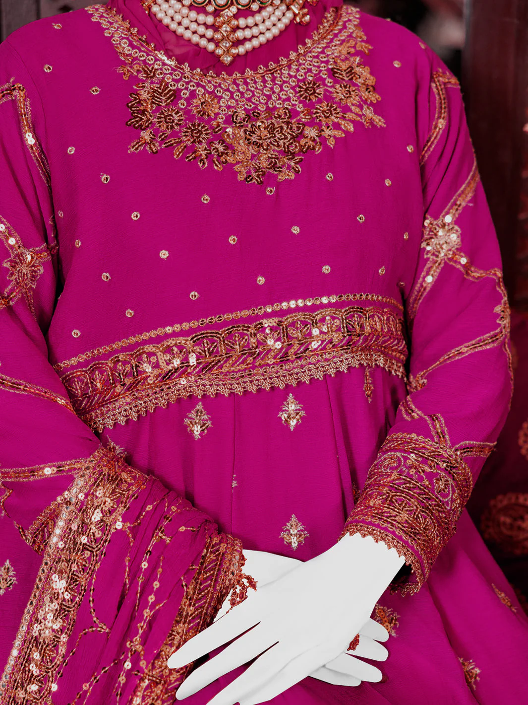 MAGENTA CHIFFON 3PC STITCHED | PFS-248512 - Image 2