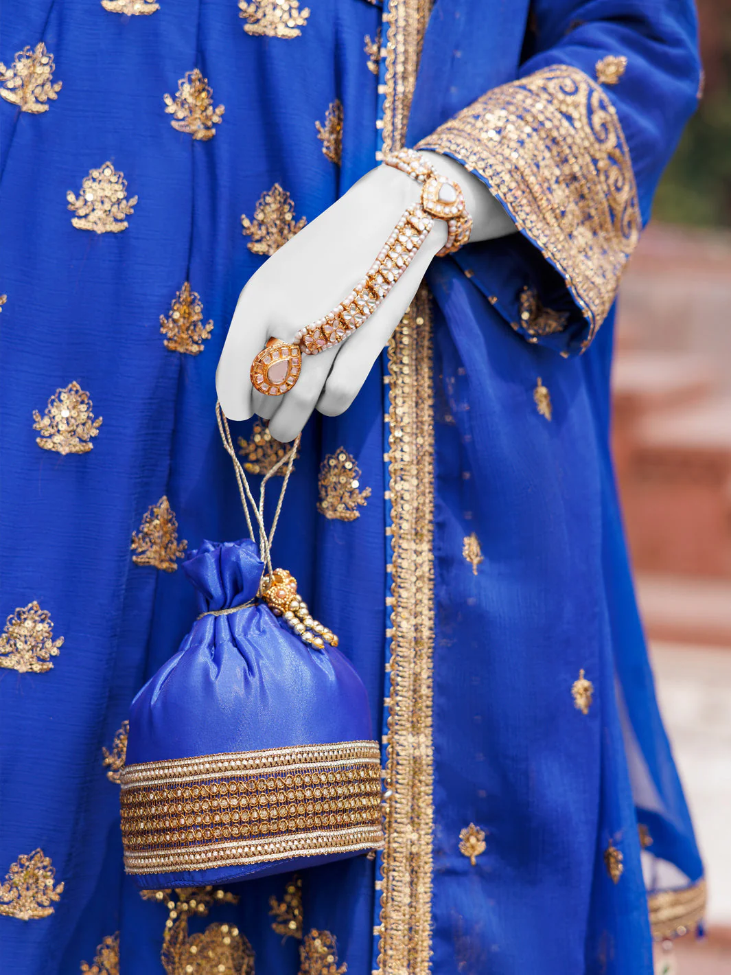 ROYAL BLUE CHIFFON 3PC STITCHED | PFS-248515 - Image 4