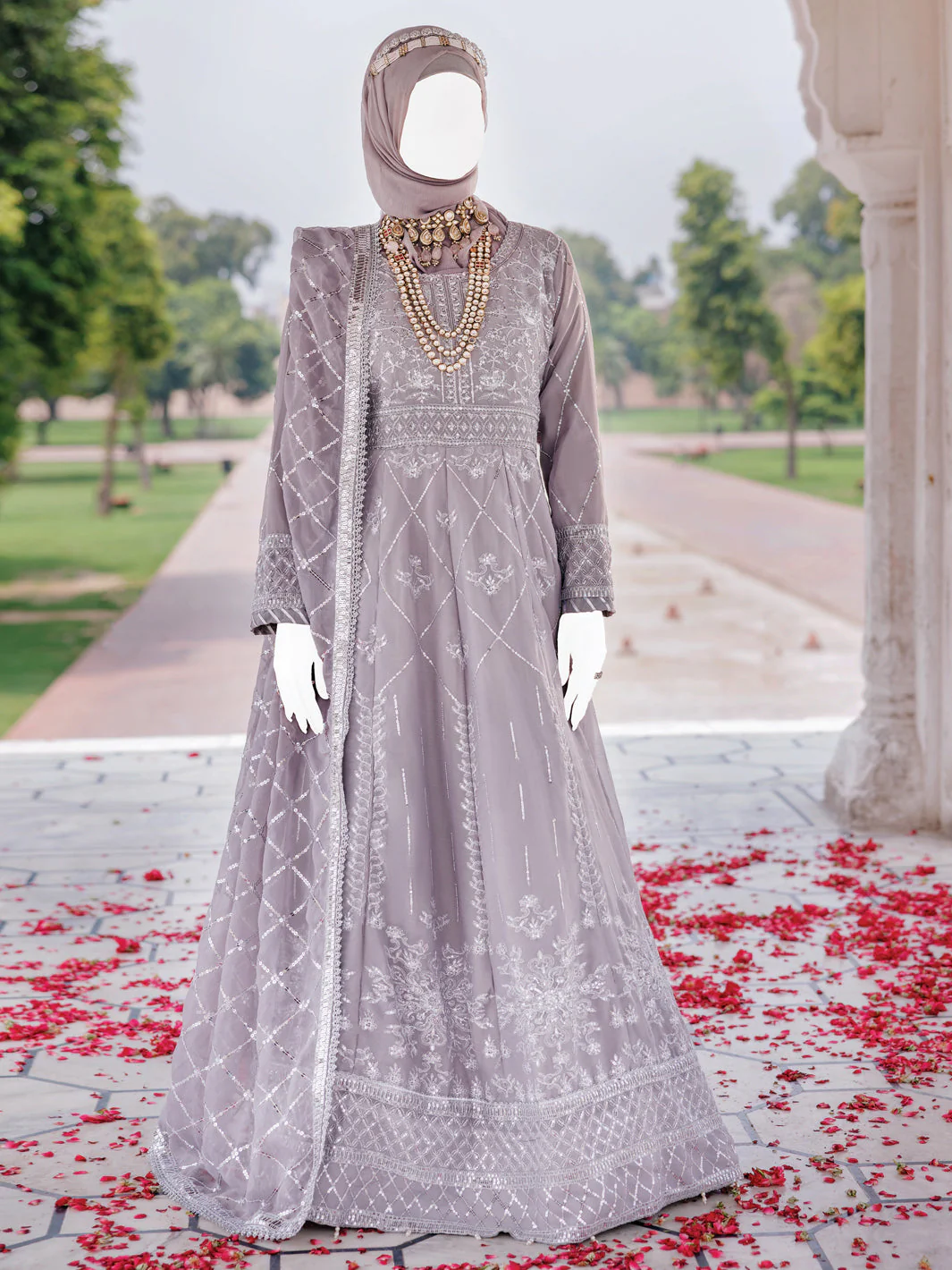 GREY CHIFFON 3PC STITCHED | PFS-248519