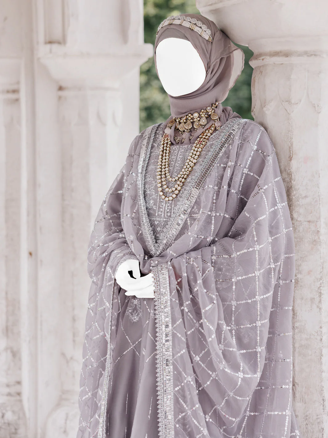 GREY CHIFFON 3PC STITCHED | PFS-248519 - Image 2