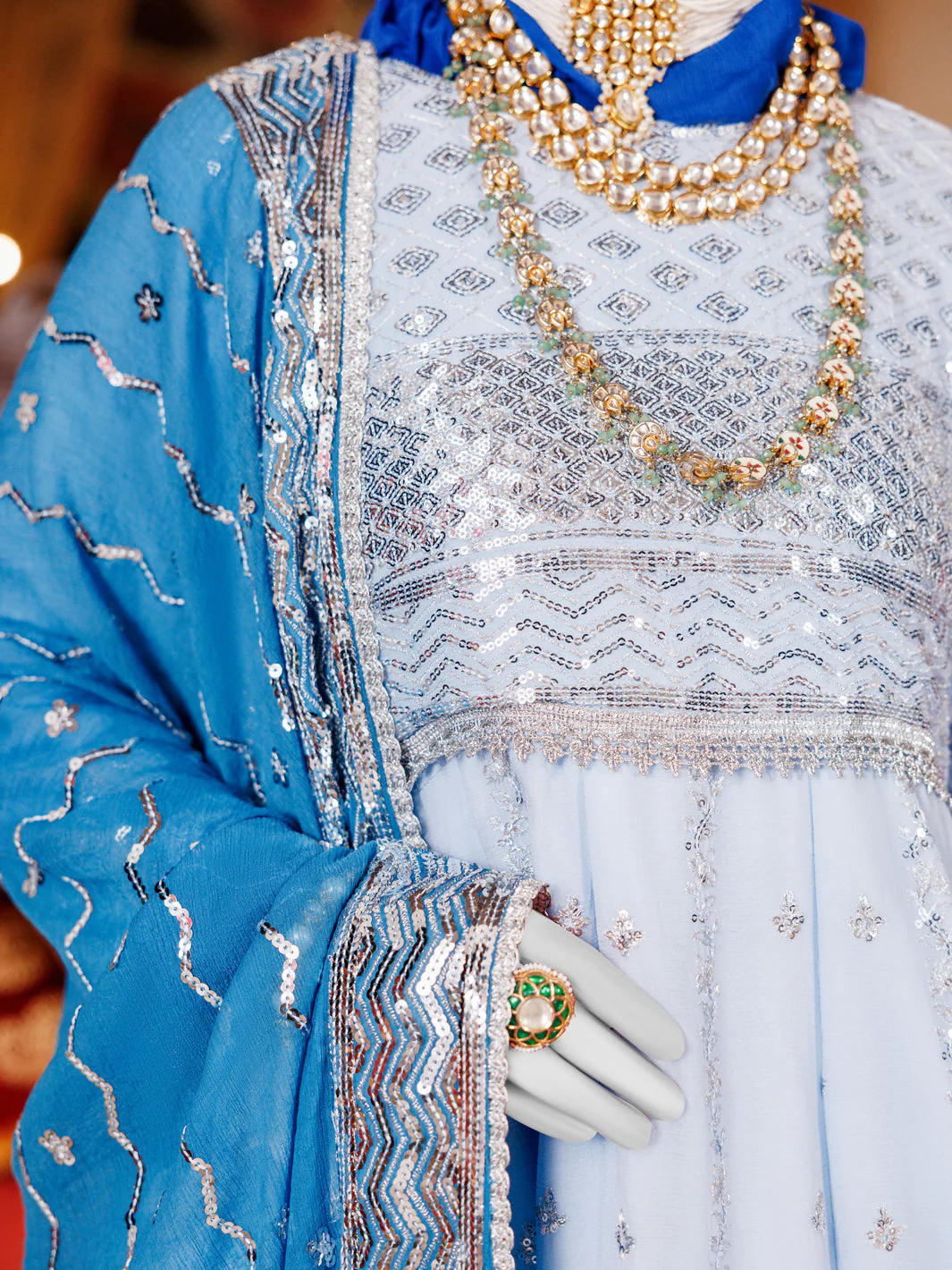 POWDER BLUE CHIFFON 3PC STITCHED | PFS-248521 - Image 2