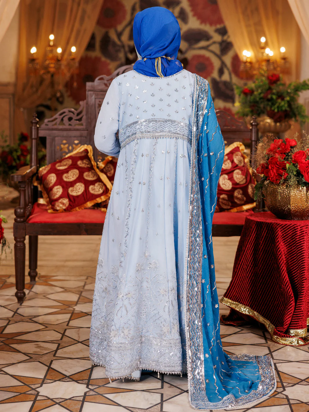 POWDER BLUE CHIFFON 3PC STITCHED | PFS-248521 - Image 3