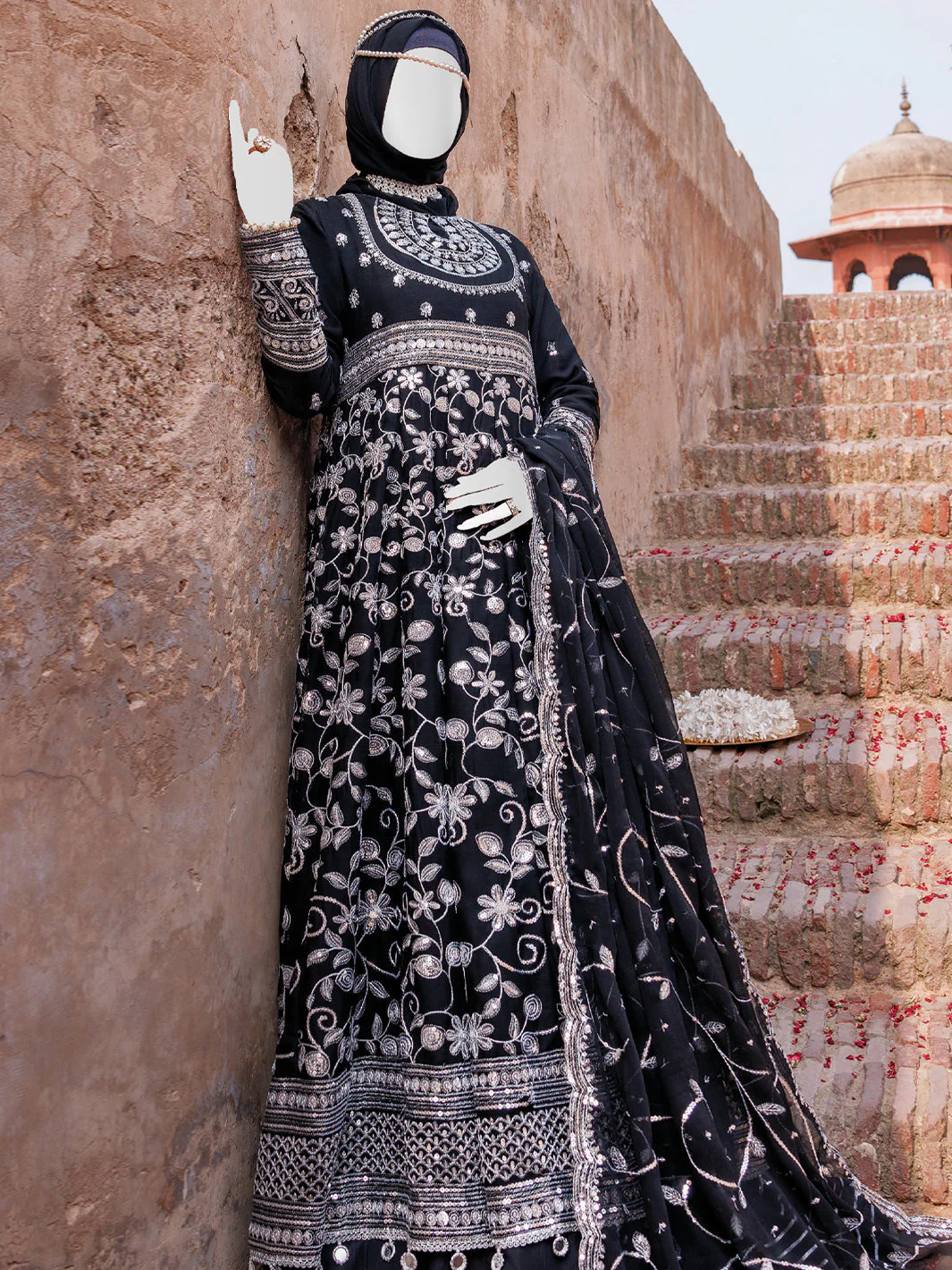 BLACK CHIFFON 3PC STITCHED | PFS-248524
