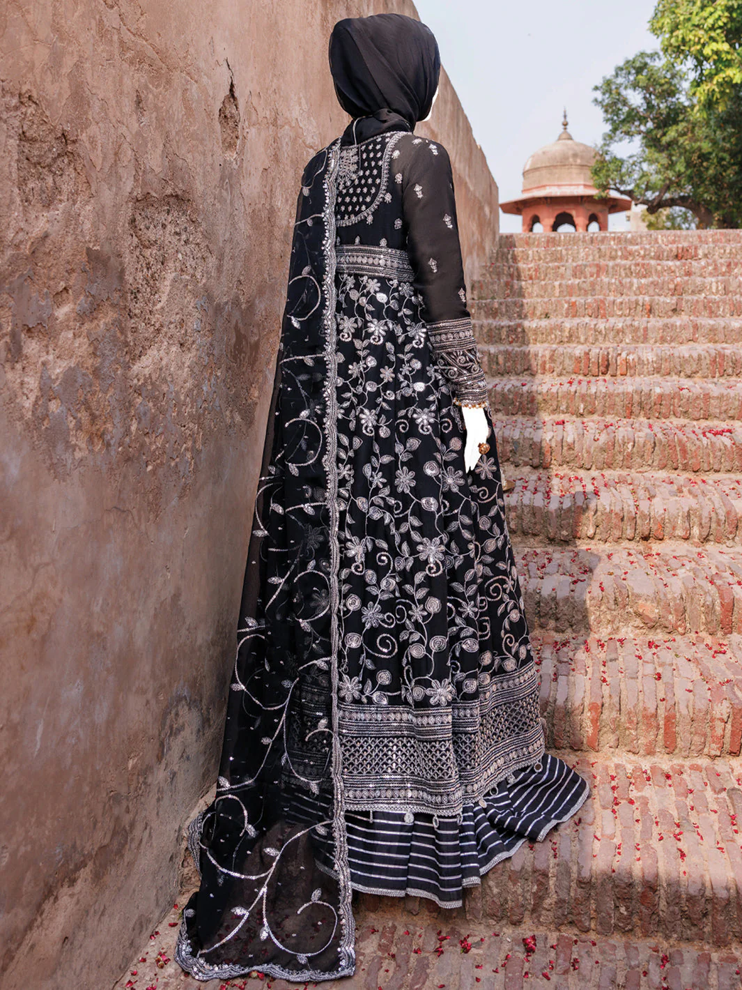 BLACK CHIFFON 3PC STITCHED | PFS-248524 - Image 3
