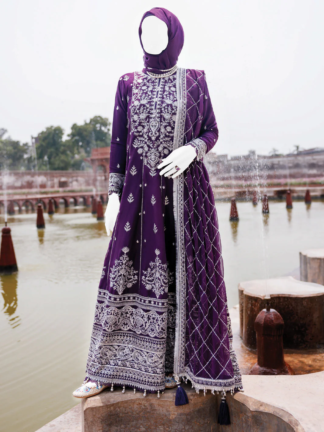 PURPLE CHIFFON 3PC STITCHED | PFS-248525