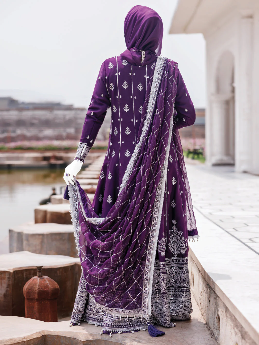PURPLE CHIFFON 3PC STITCHED | PFS-248525 - Image 3