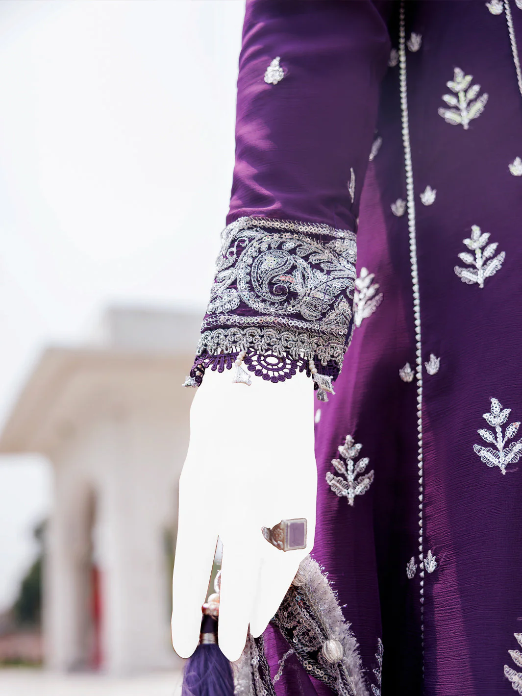 PURPLE CHIFFON 3PC STITCHED | PFS-248525 - Image 4
