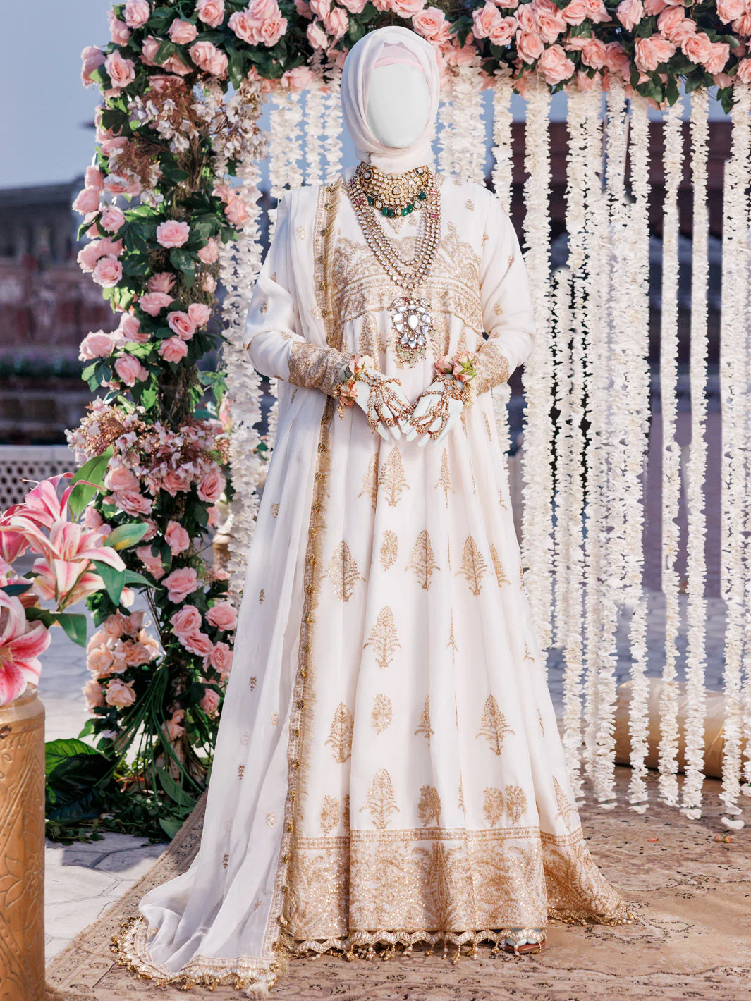 OFF WHITE CHIFFON 3PC STITCHED | PFS-248526
