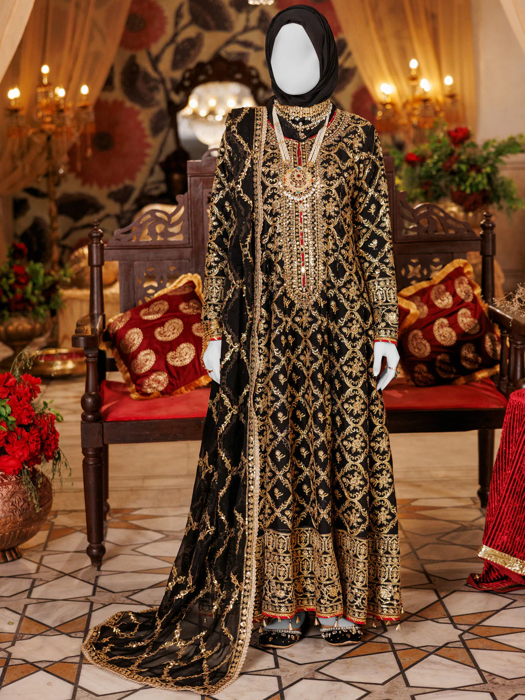 BLACK CHIFFON 3PC STITCHED | PFS-248527