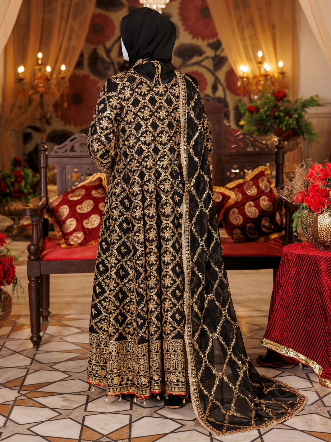 BLACK CHIFFON 3PC STITCHED | PFS-248527 - Image 3