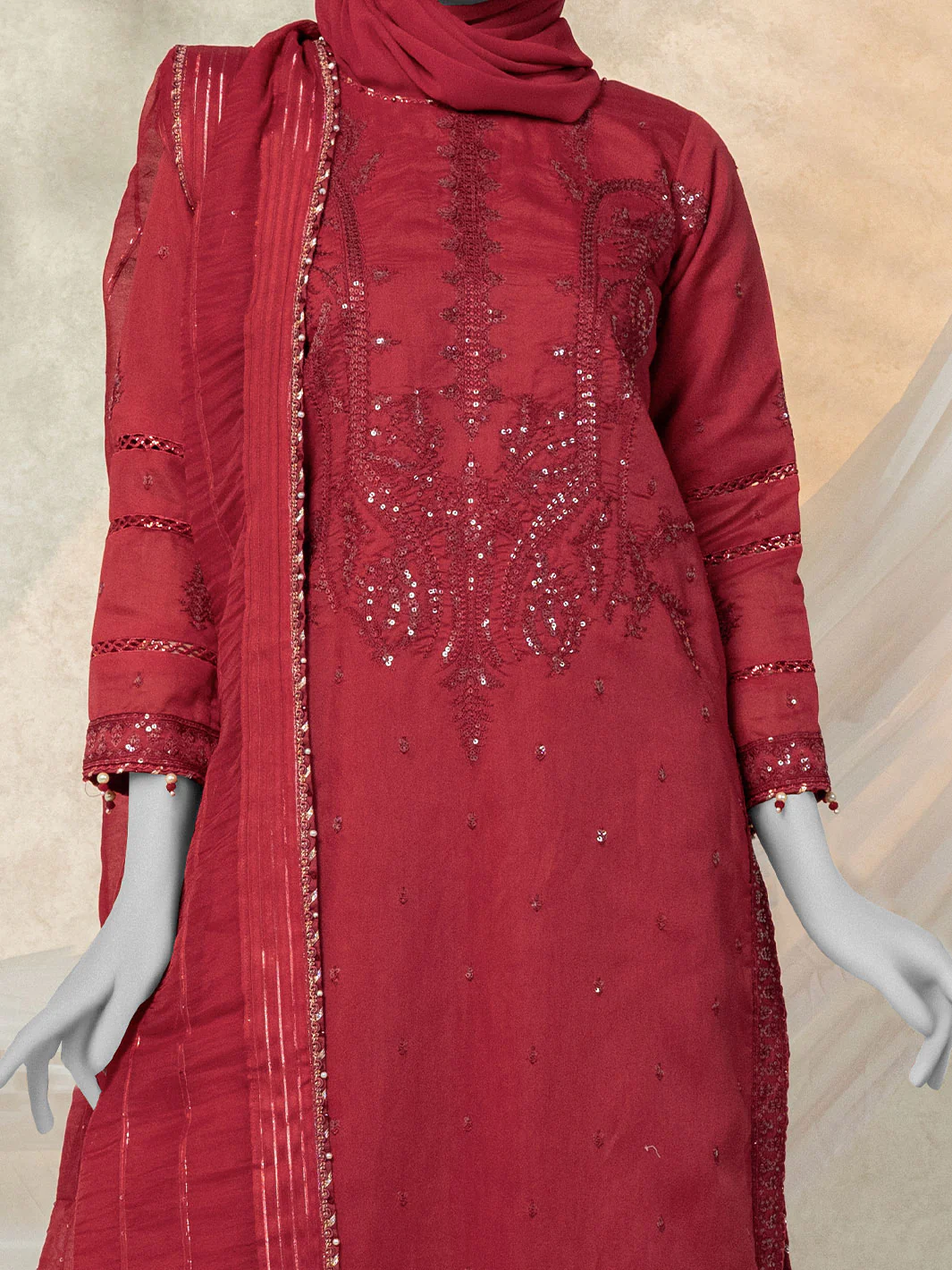 RED 3PC STITCHED | PJPWS-990814 (PJPWS-240814) - Image 3