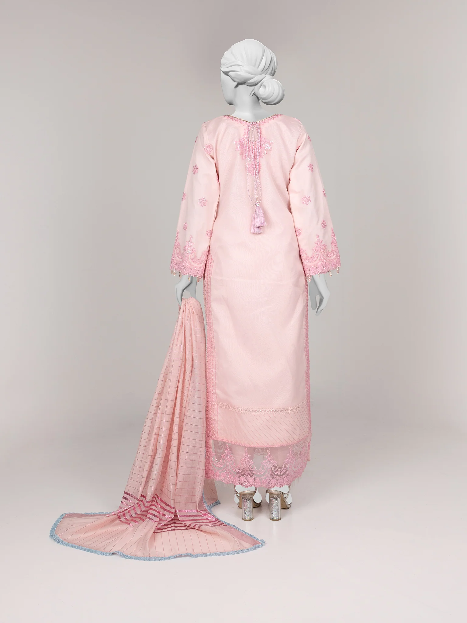 LIGHT PINK ORGANZA 3PC STITCHED | PJPWS-990822 (PJPWS-240822) - Image 2