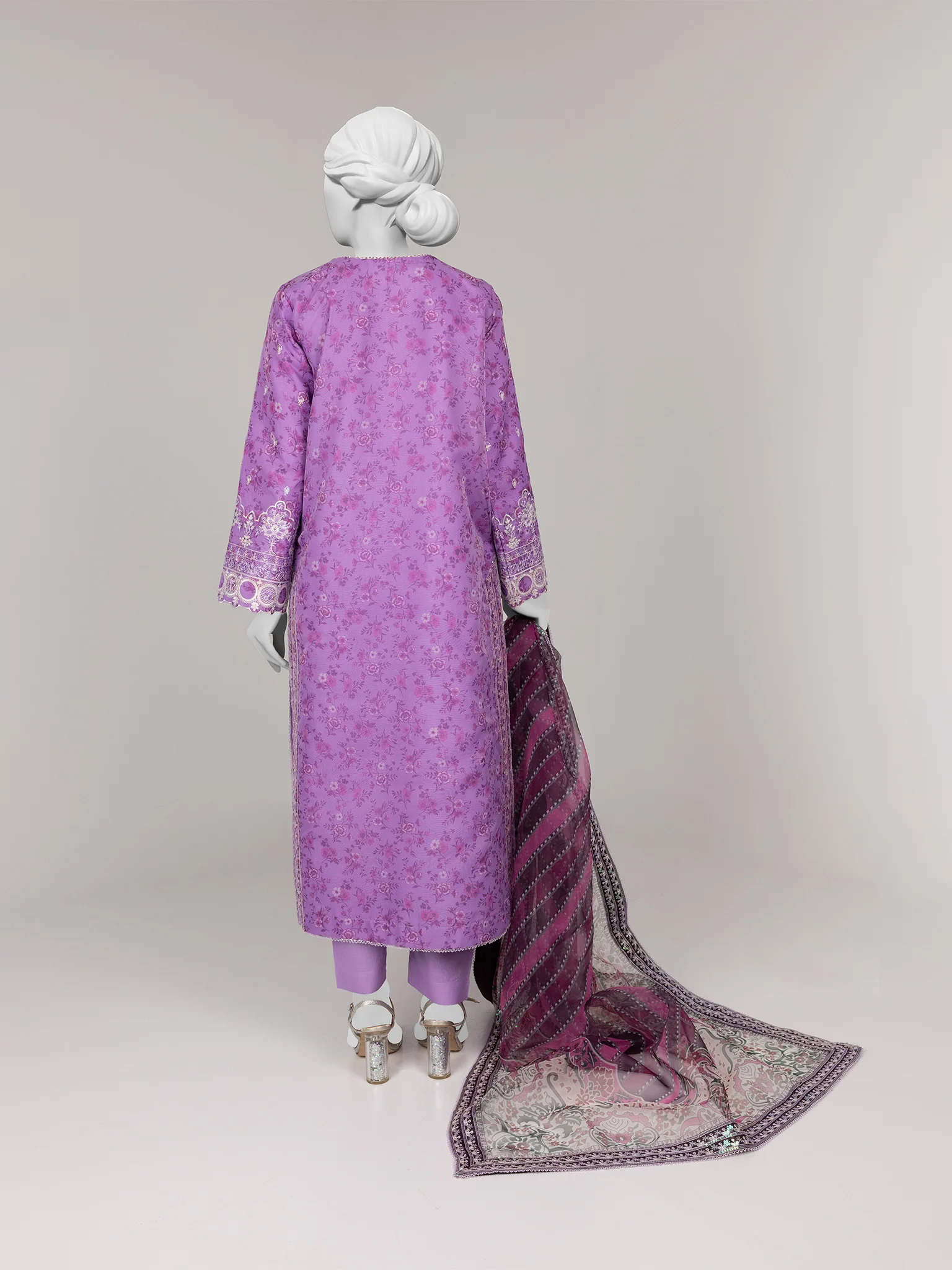 PURPLE ORGANZA 3PC STITCHED | PJPWS-990827 - Image 2