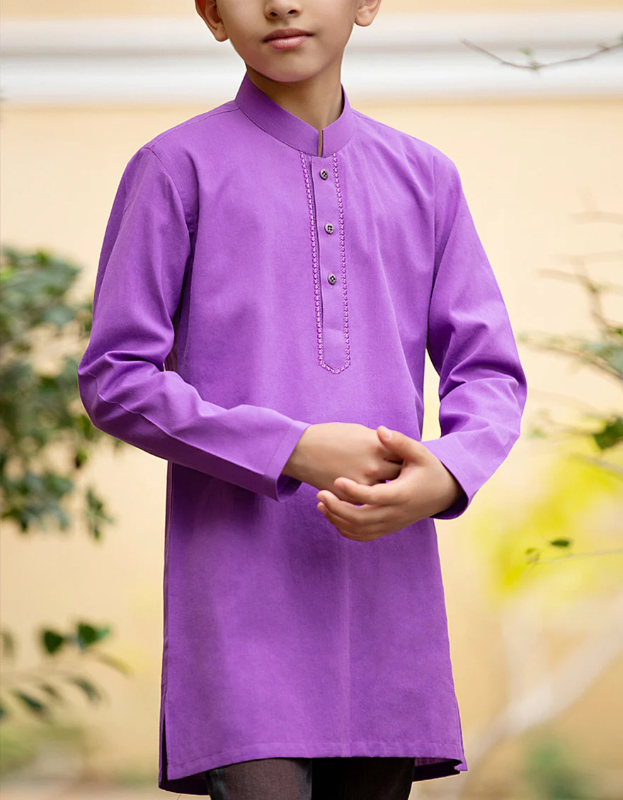 PURPLE SHORT KURTA | JCSHK-A-30850-TL/S19/JJ6490 - Image 3