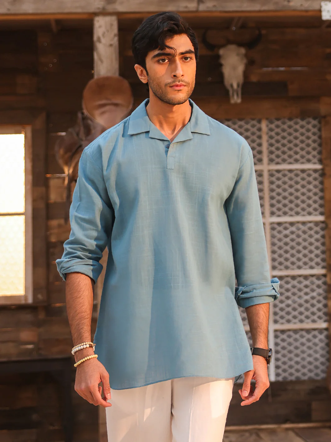 BLUE COTTON KURTA | AL-K-1293/AM-15036C - Image 2