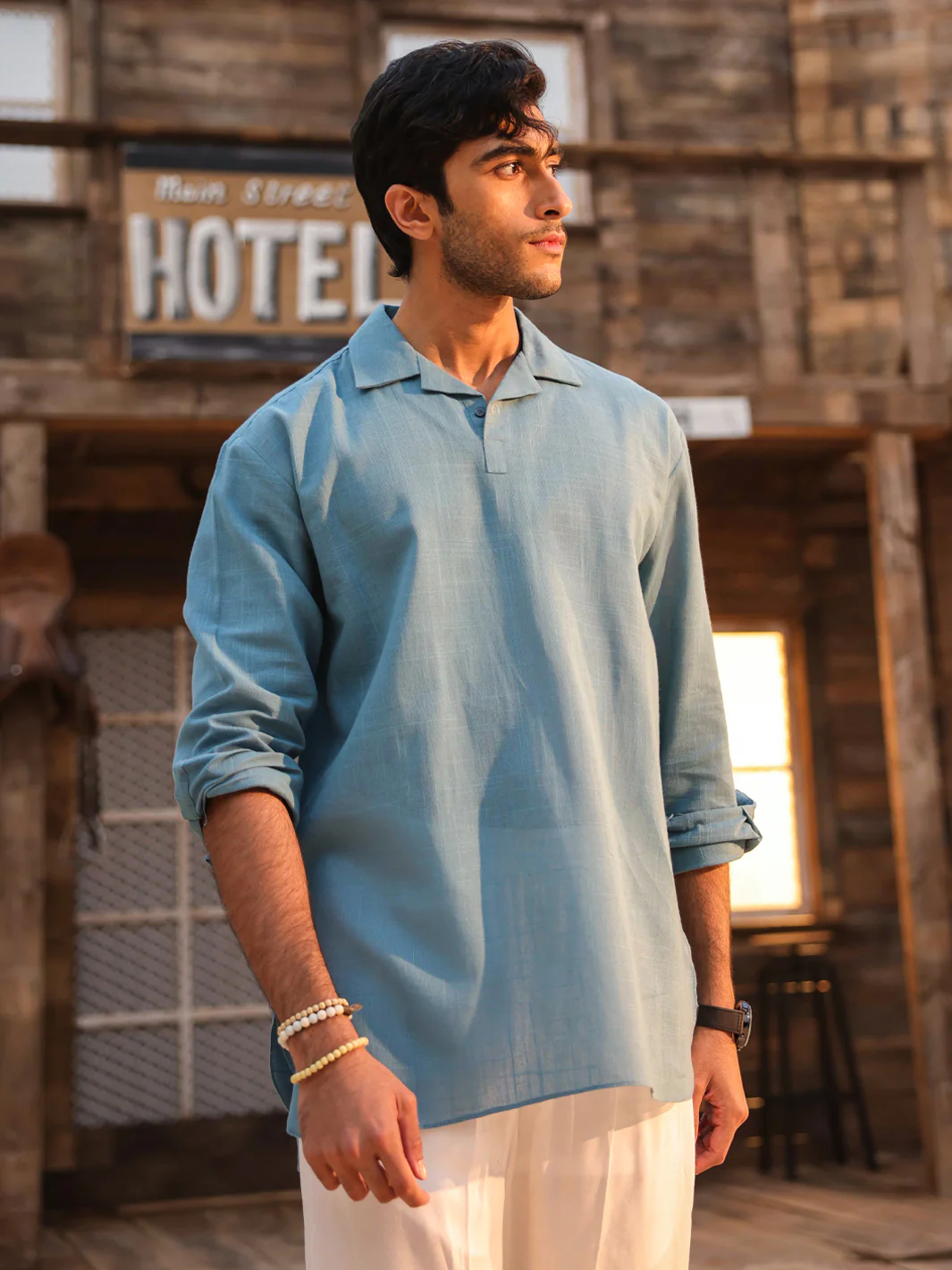 BLUE COTTON KURTA | AL-K-1293/AM-15036C - Image 4