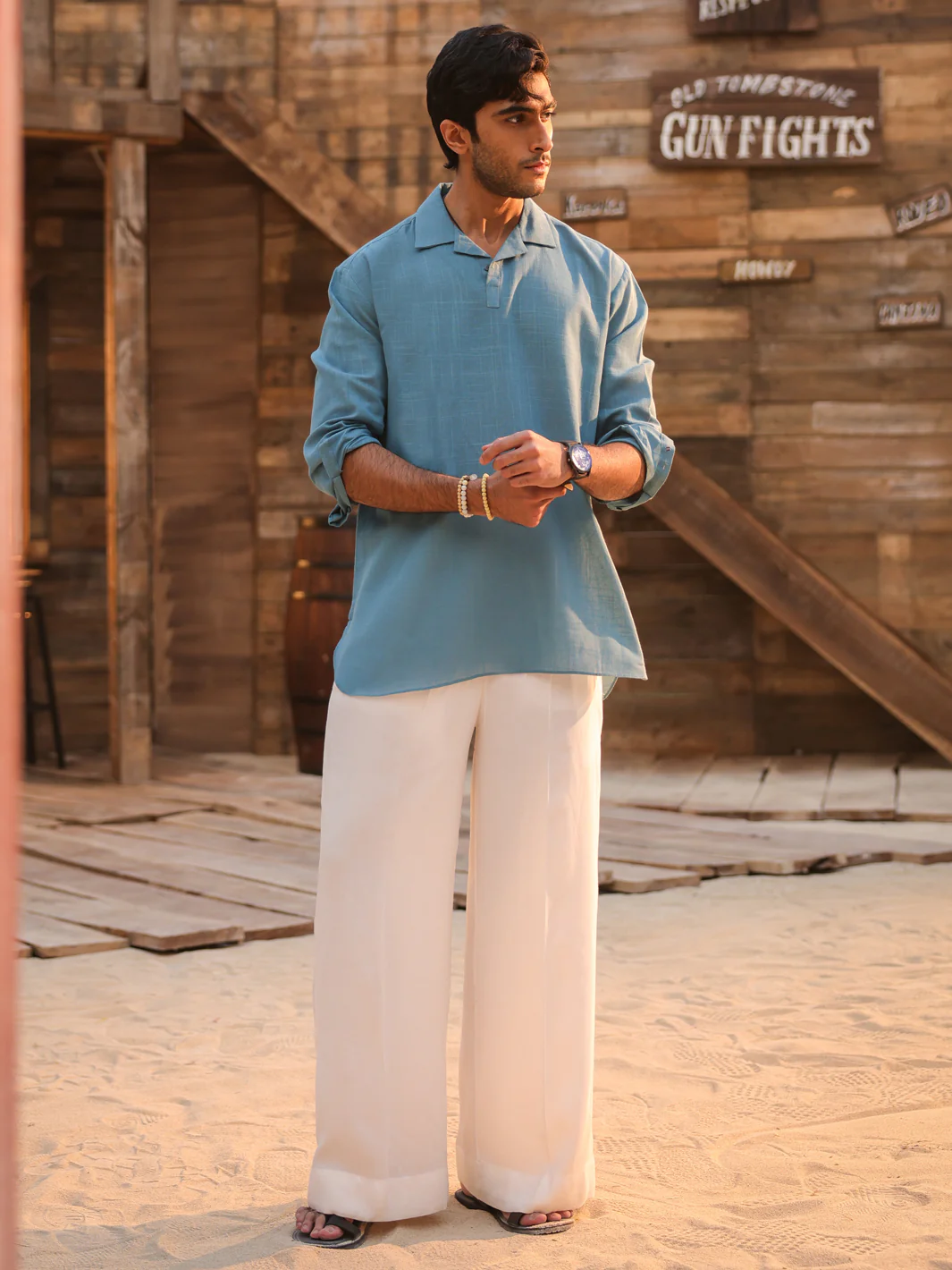 BLUE COTTON KURTA | AL-K-1293/AM-15036C - Image 5