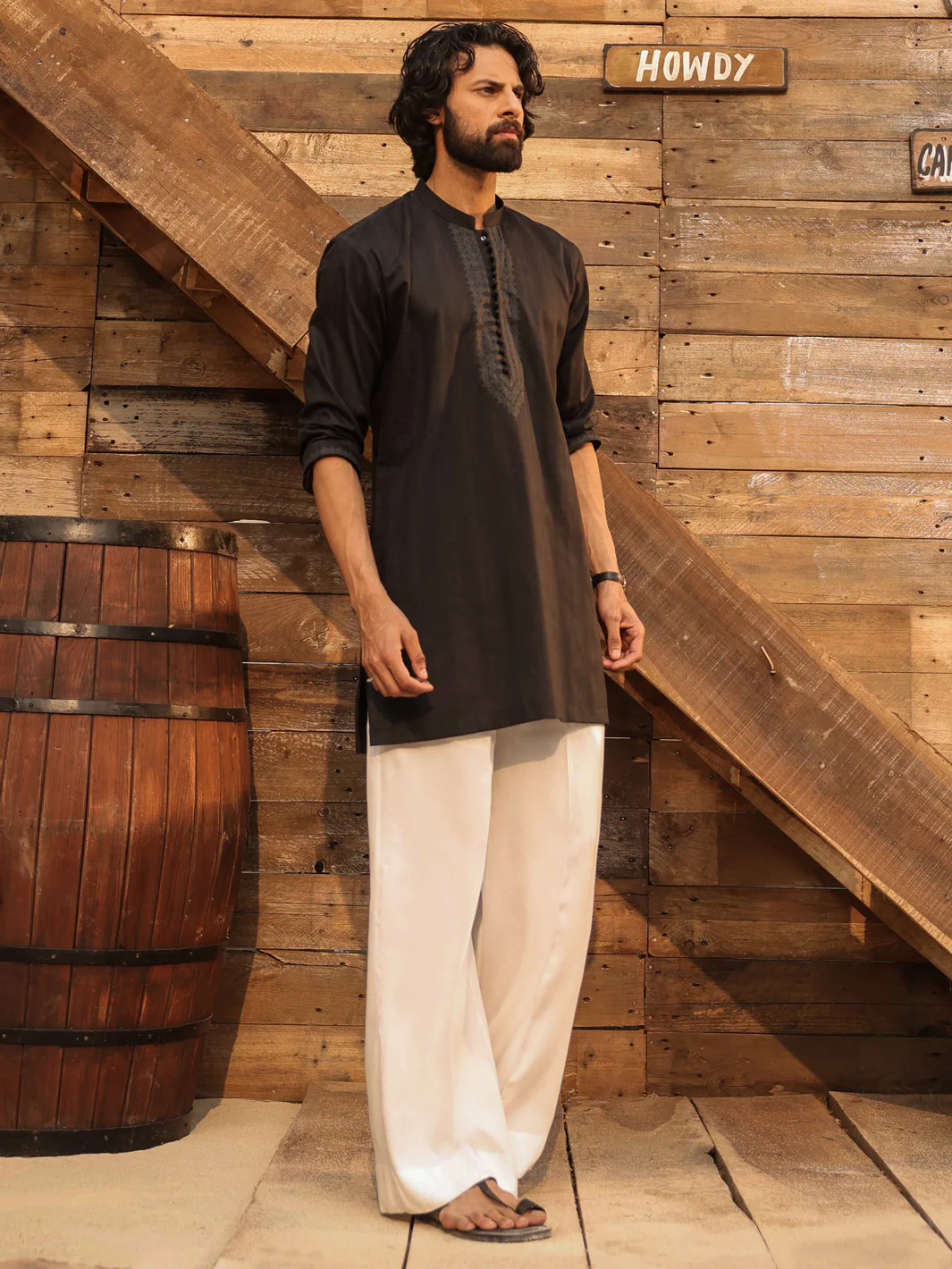BLACK COTTON KURTA | AL-K-1297/AM-15037B - Image 3