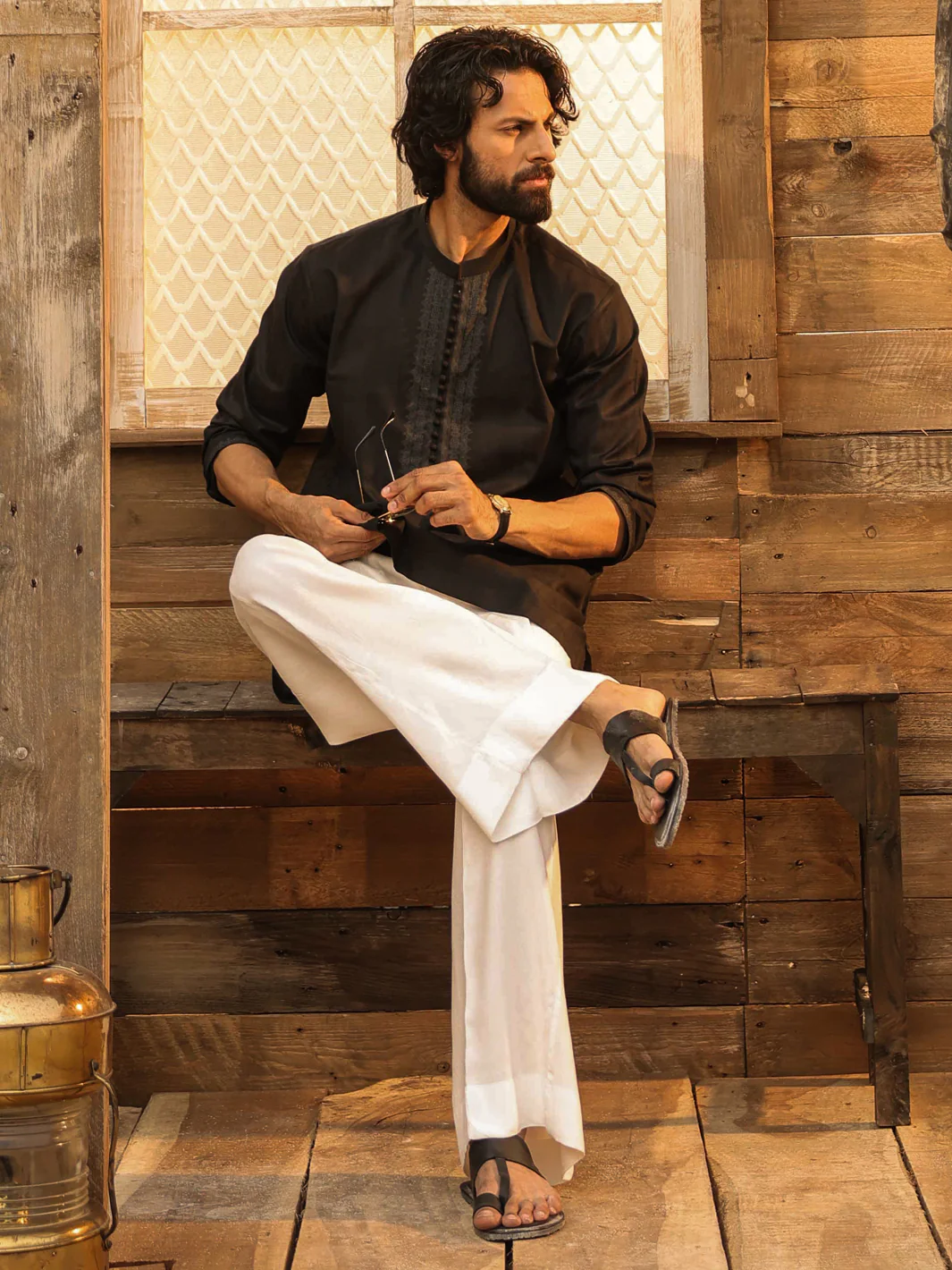 BLACK COTTON KURTA | AL-K-1297/AM-15037B - Image 4