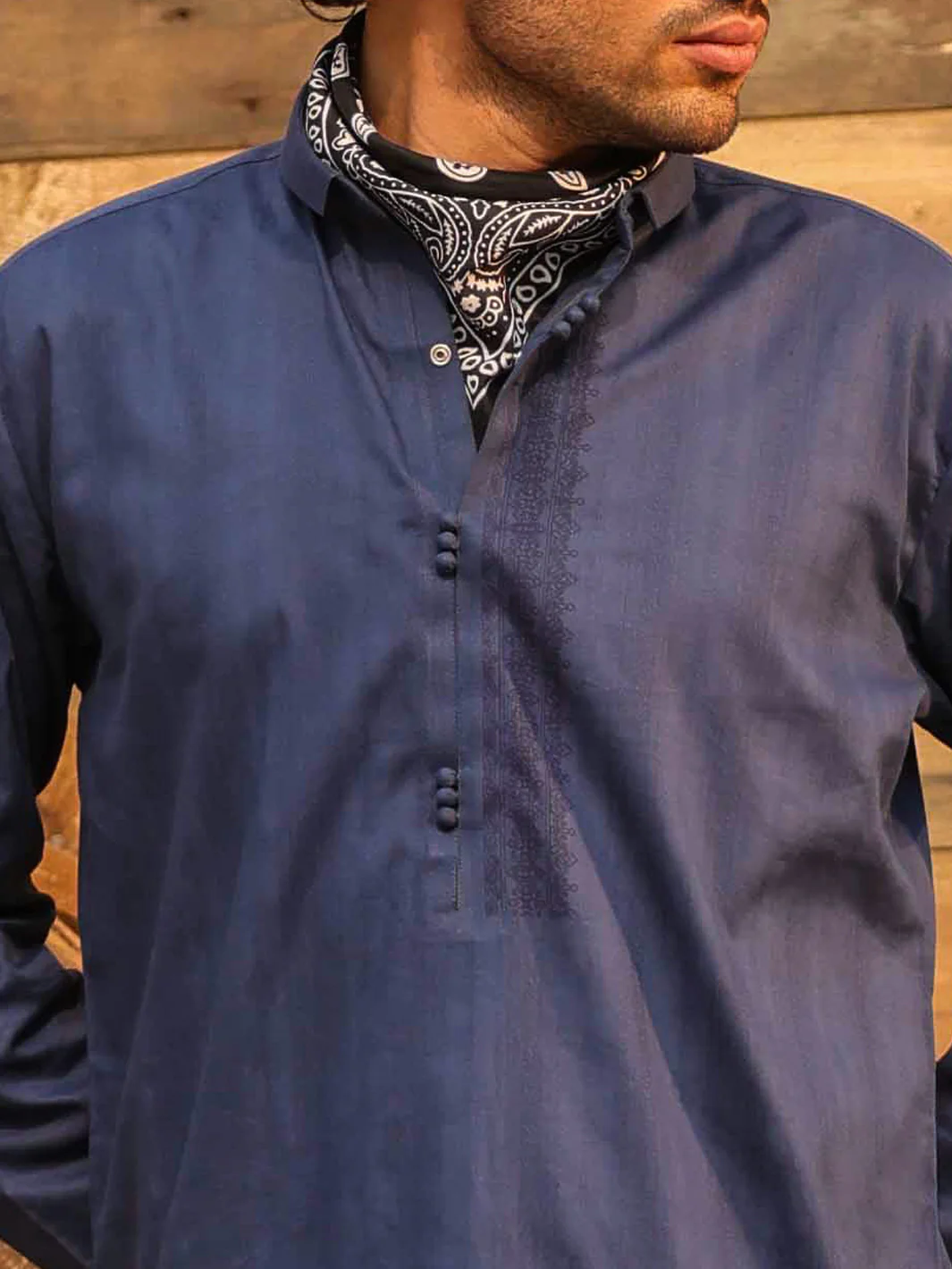DARK BLUE COTTON KURTA | AL-K-1298/AM-15037C - Image 4