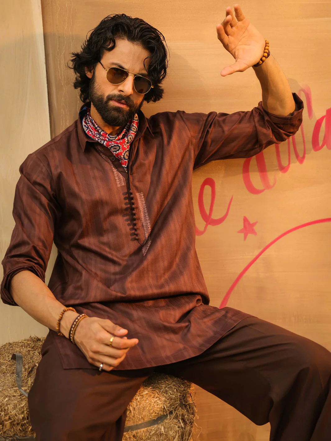 DARK BROWN COTTON KURTA | AL-K-1299/AM-15037D - Image 2