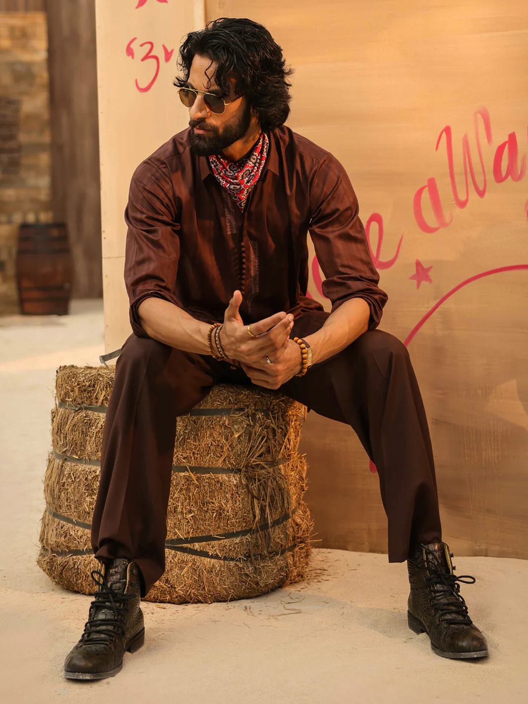 DARK BROWN COTTON KURTA | AL-K-1299/AM-15037D - Image 3