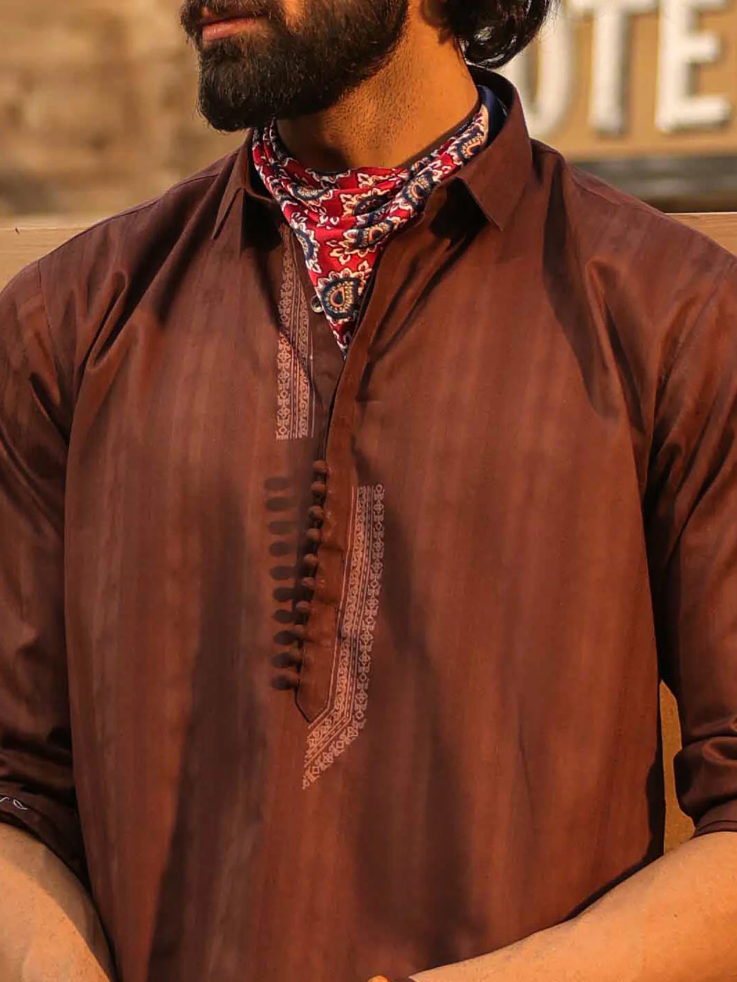 DARK BROWN COTTON KURTA | AL-K-1299/AM-15037D - Image 5