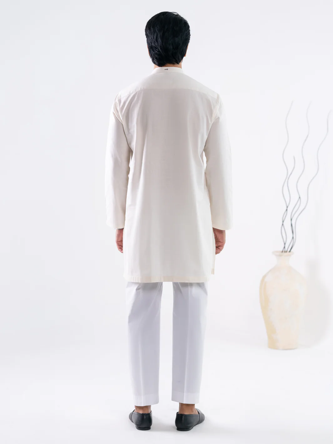 WHITE COTTON KURTA | AL-K-1300/AM-15037E - Image 3