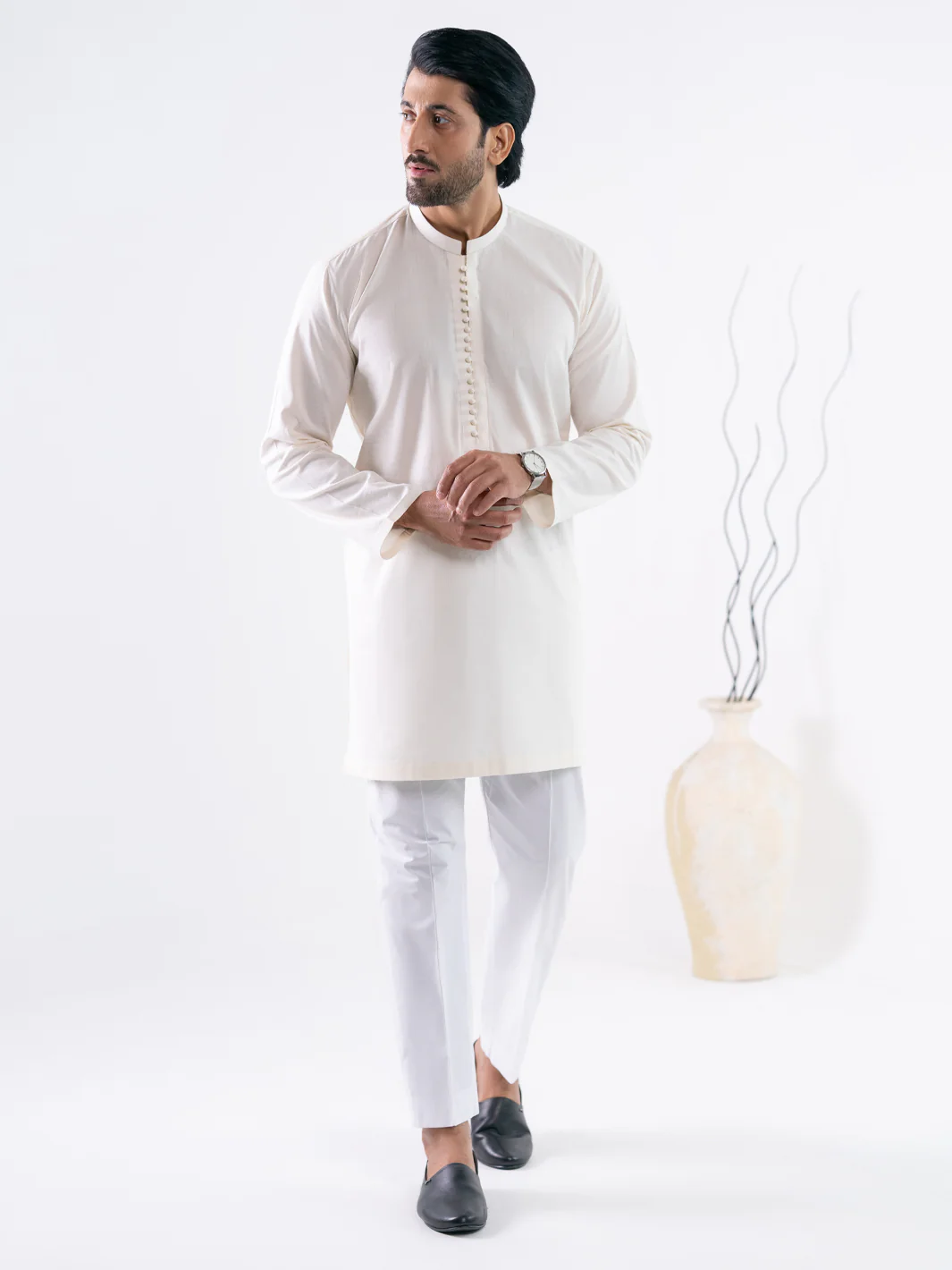 WHITE COTTON KURTA | AL-K-1300/AM-15037E - Image 6