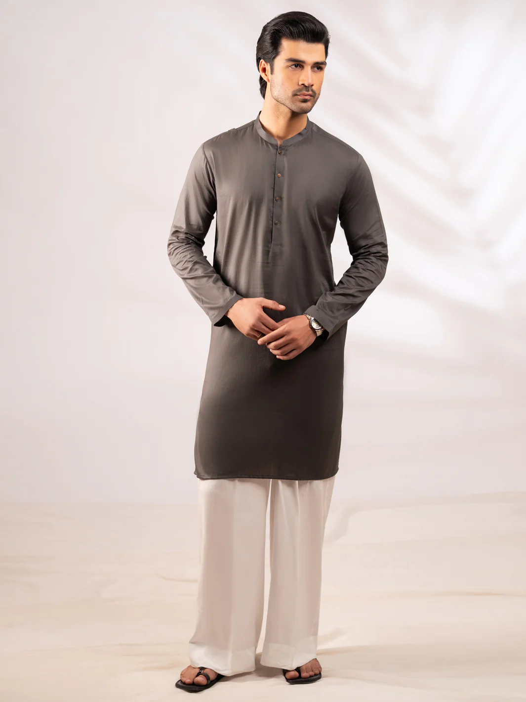 OLIVE GREEN BLENDED KURTA | AL-K-1301/AM-6177J