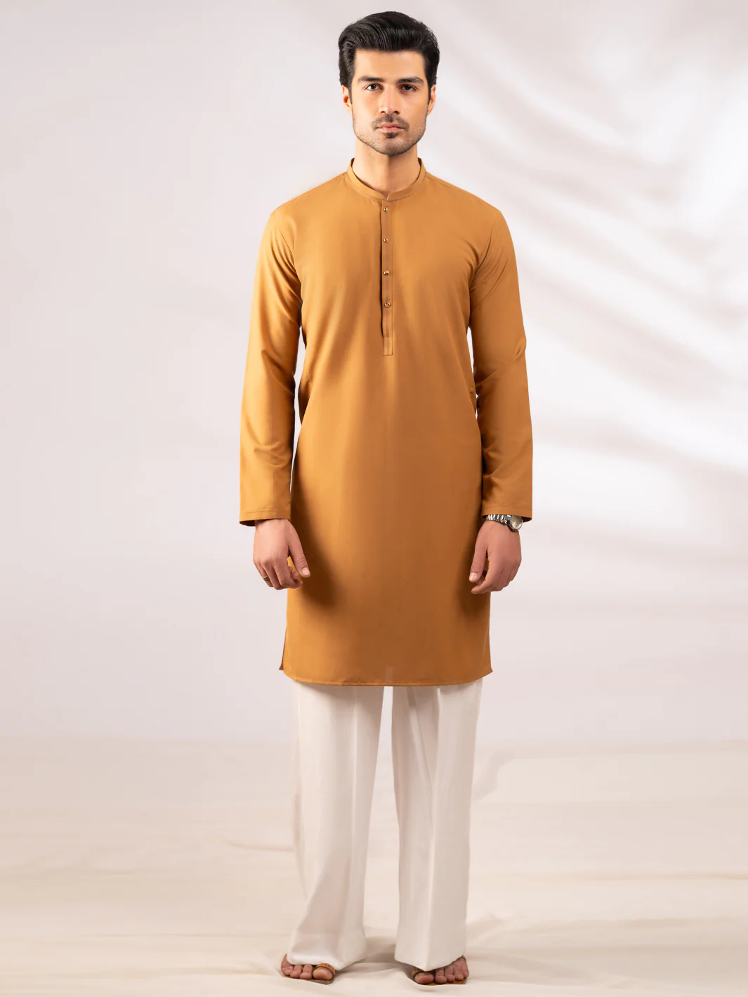 BROWN POLYESTER KURTA | AL-K-1304/AM-15107C