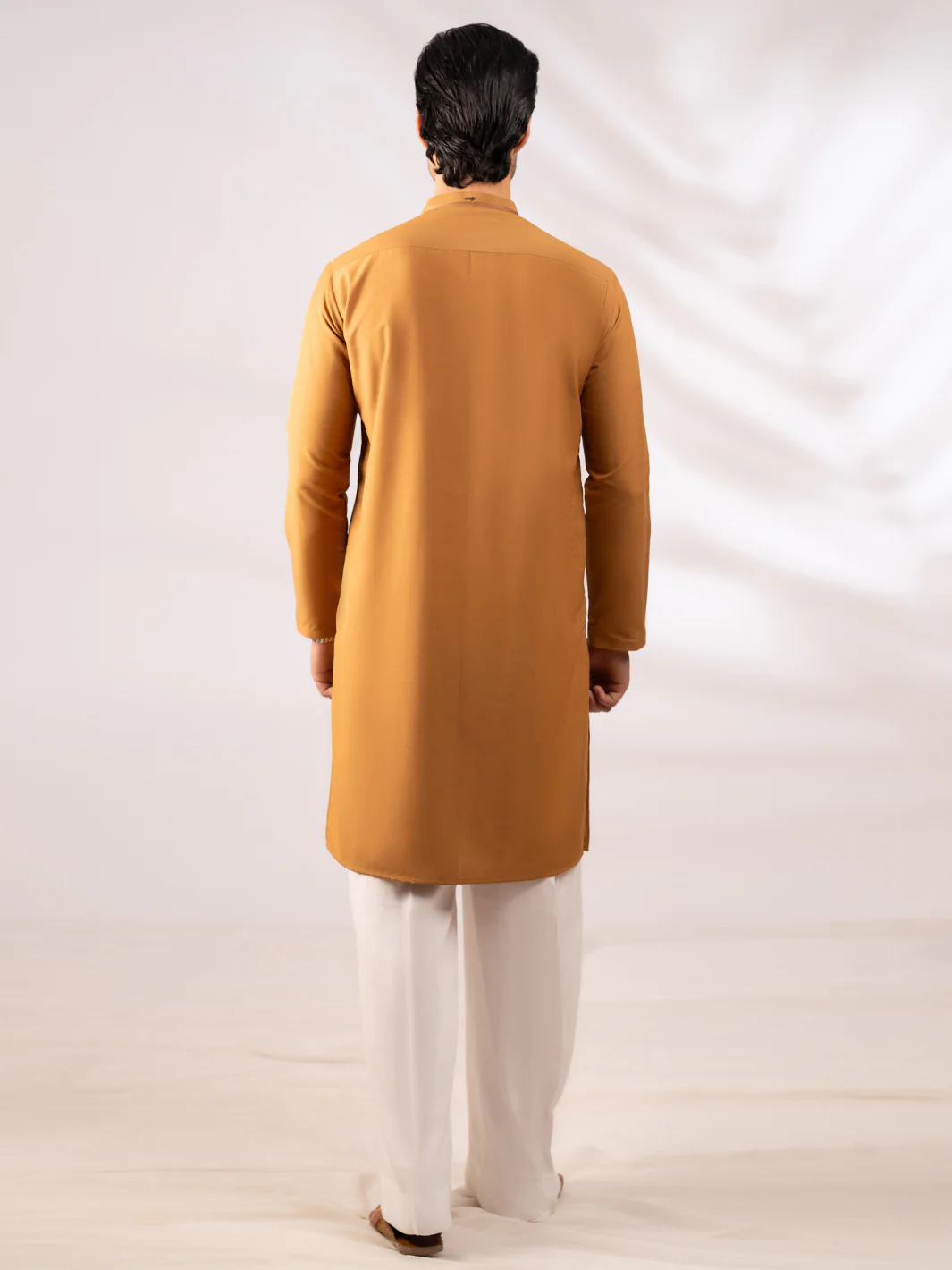 BROWN POLYESTER KURTA | AL-K-1304/AM-15107C - Image 3