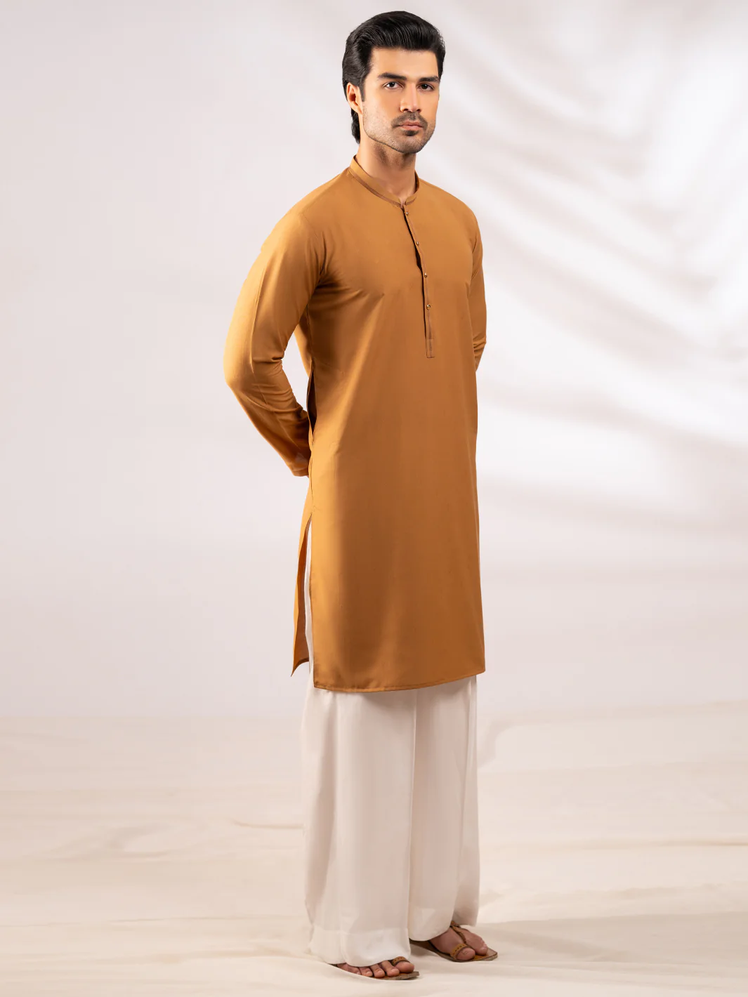 BROWN POLYESTER KURTA | AL-K-1304/AM-15107C - Image 5