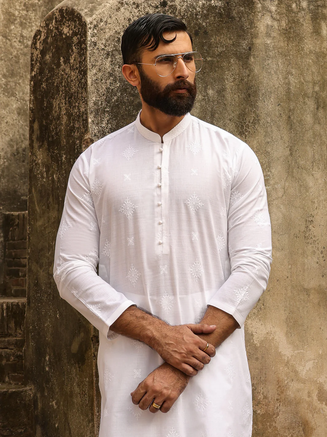 WHITE COTTON KURTA | AL-K-1306A/AM-15132-1A - Image 2