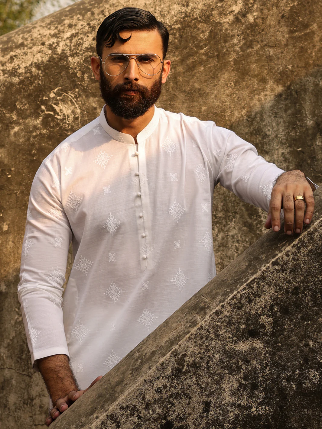 WHITE COTTON KURTA | AL-K-1306A/AM-15132-1A - Image 6