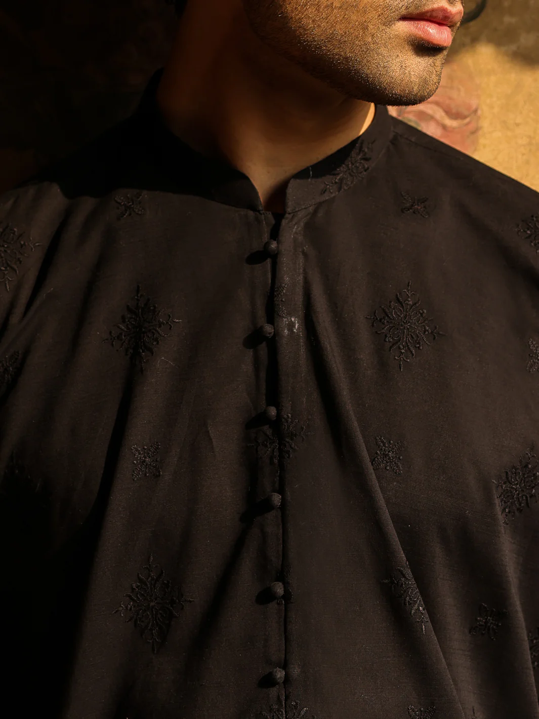 BLACK COTTON KURTA | AL-K-1306B/AM-15132-1D - Image 3