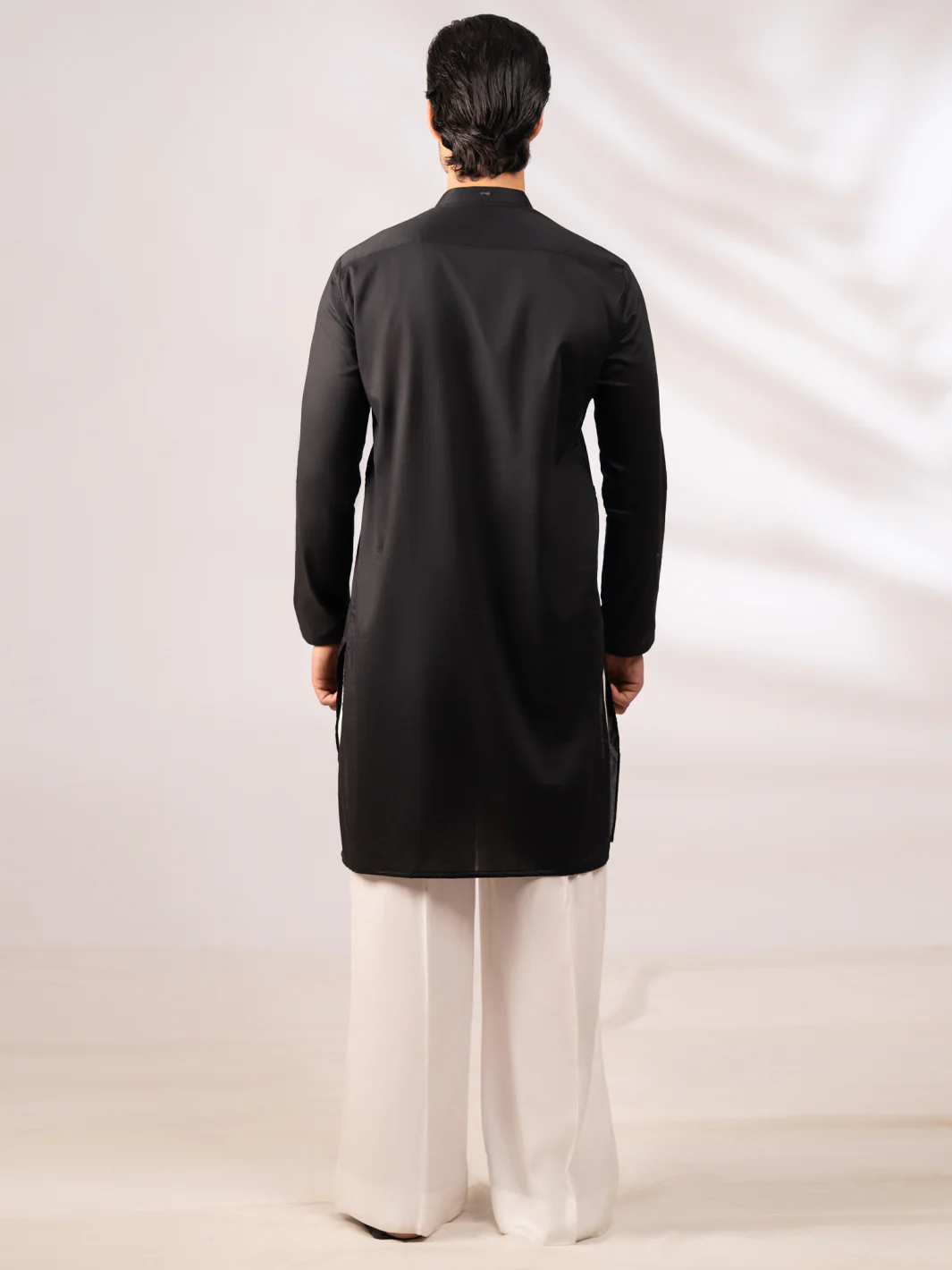 BLACK BLENDED KURTA | AL-K-1308/AM-6177-H2 - Image 3