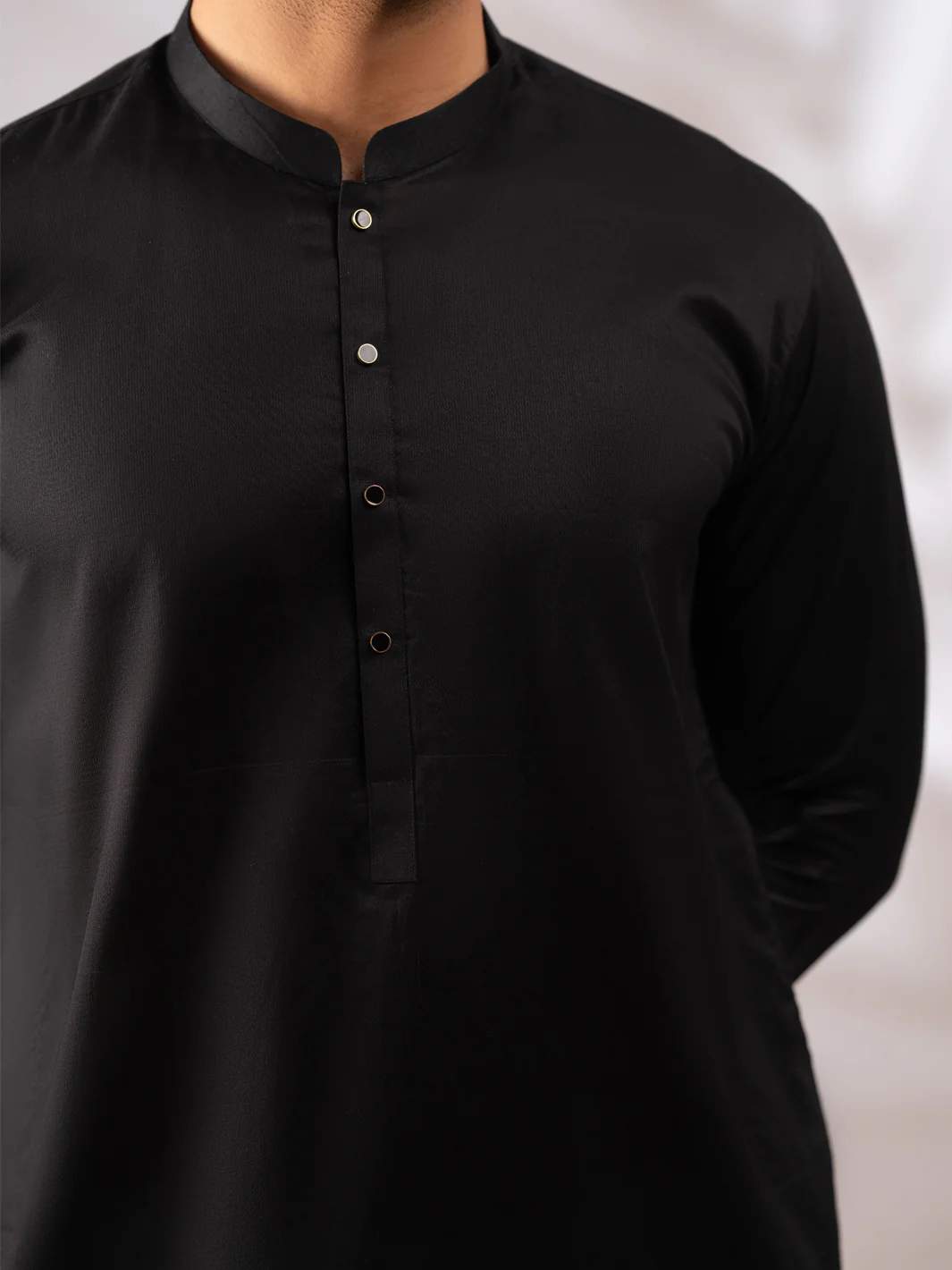 BLACK BLENDED KURTA | AL-K-1308/AM-6177-H2 - Image 4