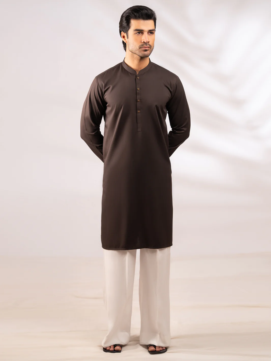 BROWN BLENDED KURTA | AL-K-1309/AM-6284E - Image 4